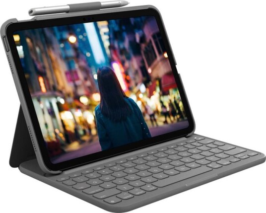 Logitech Slim Folio Tastatur for iPad 10. generasjon - Trådløs QWERTY - Oxford Grå