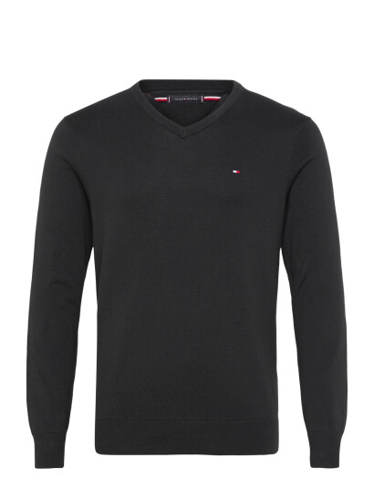Tommy Hilfiger Essential Cotton V Neck Black L