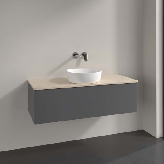 Villeroy & Boch Antao Servantskap med 1 skuff 120x50x36 cm u/lys Antrasitt/Crème Villeroy & Boch Antao Servantskap med 1 skuff 120x50x36 cm u/lys Antrasitt/Crème