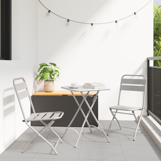 3-delt brettbart bistrosett i beige stål