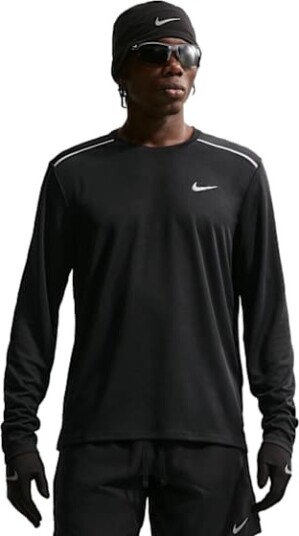 Nike Dri FIT UV Miler LS Top Herre Black/Reflective Silver XL