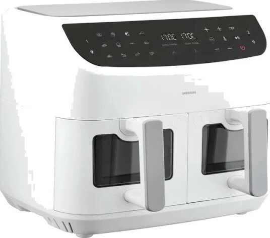 Medion LIFE P20 XXL Twin Airfryer - 8,7L, 2600W, 2 separate soner, 9 programmer - Hvit