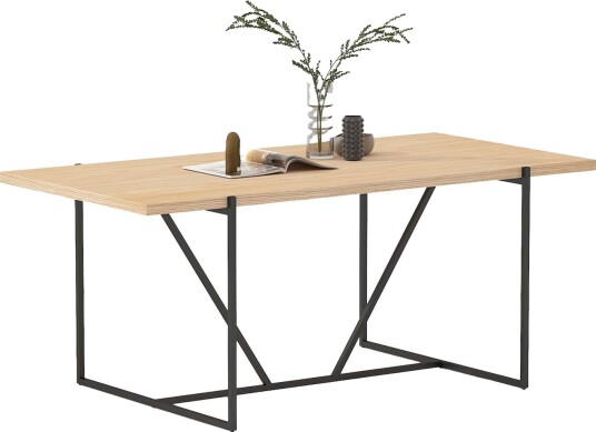 Spisebord HOME4YOU Cindy melamin eik 180x90x75 cm - Beige