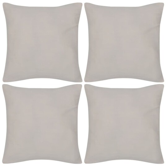 vidaXL 4 Beige putetrekk, bomull 50 x 50 cm