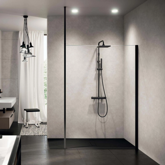Novellini Kuadra H Dusjvegg 77-80 cm, Krom/Klart Glass Novellini Kuadra H Dusjvegg 77-80 cm, Krom/Klart Glass