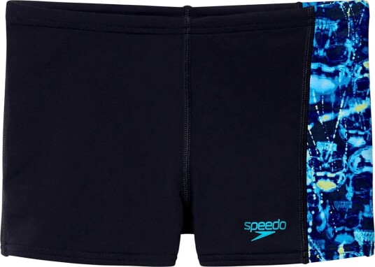 Speedo Badebukser Trykk Panel Anthracite/Hyper Teal Speedo 5 6 år (110 116) Badetøy Blå Svart