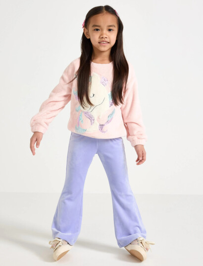 Lindex Leggings Flare Velour Solid Purple 92 Lindex Leggings Flare Velour Solid Purple 92