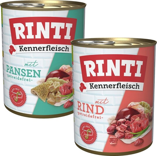 Rinti Våtfôr Kennerkjøtt Mix 2 Sorter Okse 12 X 800 G