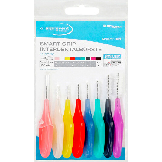 Blandingspakke interdentalbørster ORAL PREVENT 8 pcs. Smart Grip 0,45-1,5 mm