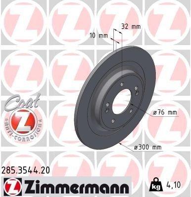 Bremseskive ZIMMERMANN 285.3544.20 Bremseskive ZIMMERMANN 285.3544.20