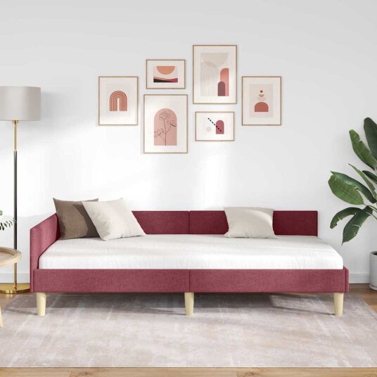 Hjørnesengramme Vinrød 80 x 200 cm Stoff og Konstruert tre Hjørnesengramme Vinrød 80 x 200 cm Stoff og Konstruert tre