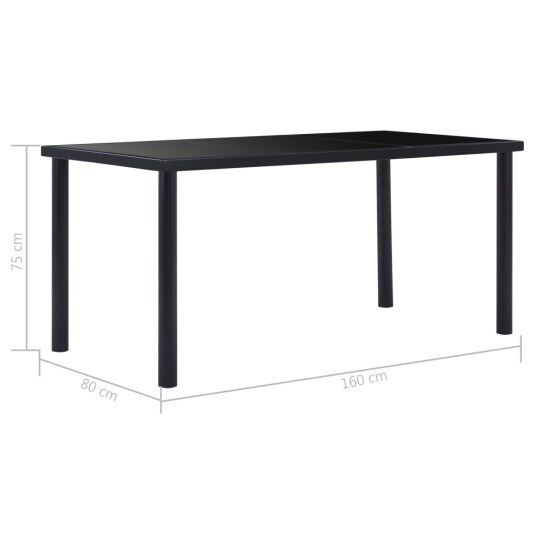 vidaXL Spisebord svart 160x80x75 cm herdet glass vidaXL Spisebord svart 160x80x75 cm herdet glass