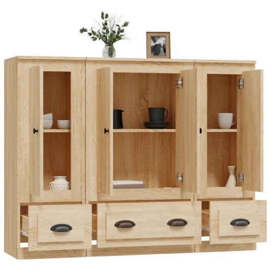 vidaXL Highboards 3 stk sonoma eik konstruert tre