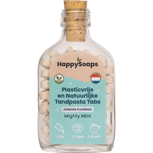 Tannkremtabletter HappySoaps Mighty Mint Xylitol Fluorfri 62 pcs. Tannkremtabletter HappySoaps Mighty Mint Xylitol Fluorfri 62 pcs.
