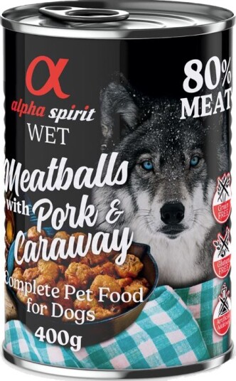 Alpha Spirit Dog Meatballs 6 X 400 G Svin Og Karve