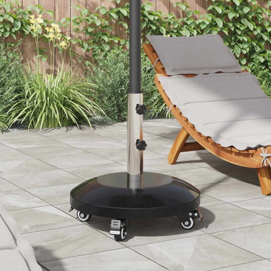 vidaXL Granitt Parasolbase med hjul for 40 50 mm stolpe 29 kg Svart