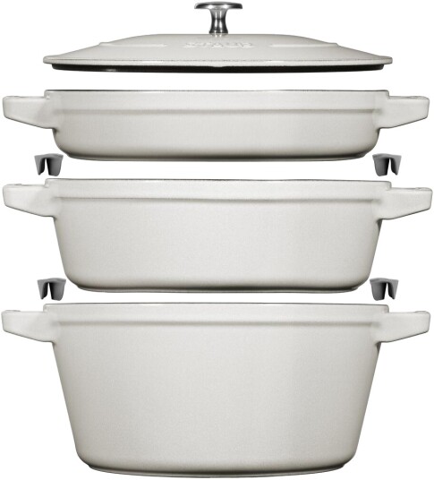 Staub Gryte & kasserollesett stablebare 5 deler White truffle