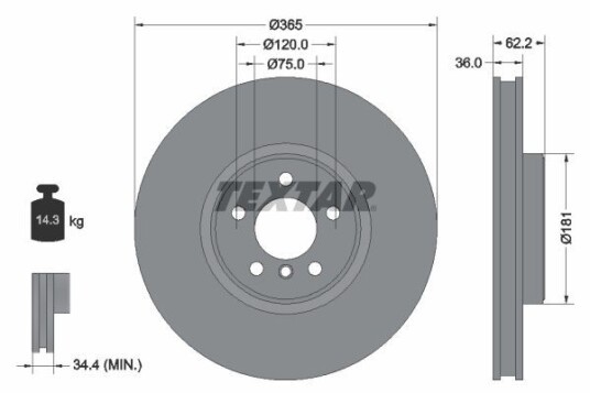Bremseskive TEXTAR 92161005