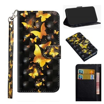 Wonder Series Samsung Galaxy A21s Lommebok-deksel Gull Sommerfugl