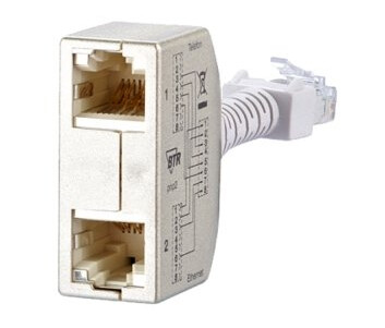 Btr Cable Sharing Adapter Pnp 2 Nettverks/Telefon-Splitter Rj-45 Hunn Til Rj-45 Hann 8.9 Cm Grå En Pakke 2