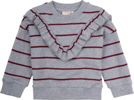 Petit Piao Collegegenser Light Grey Melange Stripe Petit Piao 7 år 122 Collegegenser Grå Rød