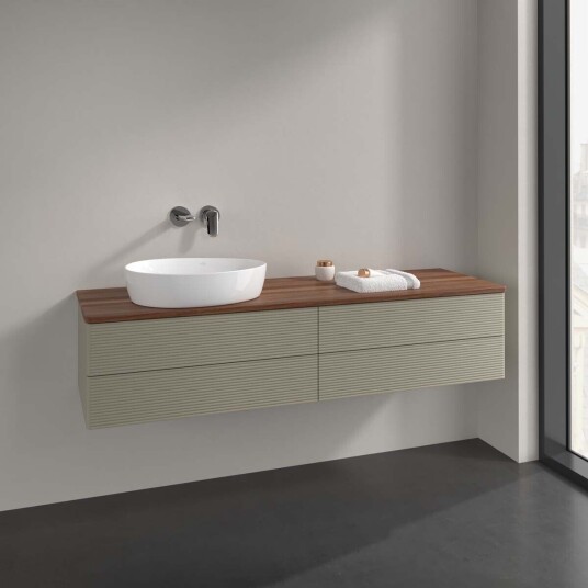 Villeroy & Boch Antao Servantskap med 4 skuffer 160x50x36 cm u/lys Steingrå/Valnøtt