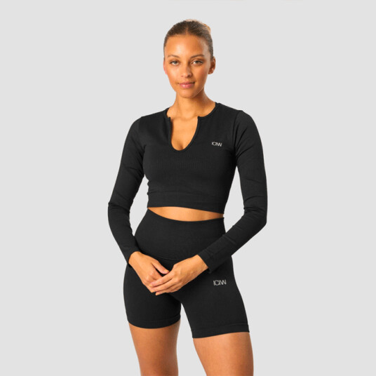 Ribbed Define Seamless Cropped Long Sleeve, Black Svart Small Ribbed Define Seamless Cropped Long Sleeve, Black Svart Small