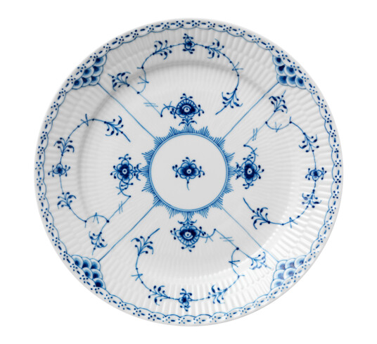Royal Copenhagen Musselmalt Halvblonde tallerken flat 25 cm