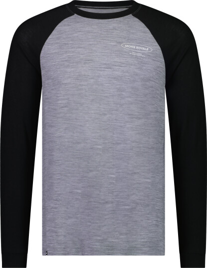 Mons Royale Men's Icon Merino Raglan Long Sleeve Grey Heather/Black L Mons Royale Men's Icon Merino Raglan Long Sleeve Grey Heather/Black L