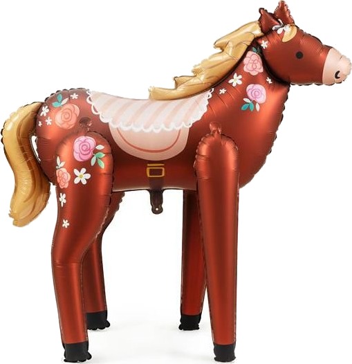 Partydeco Stor Hest med Blomster Folie Ballong 110x126 cm Hester og Blomster