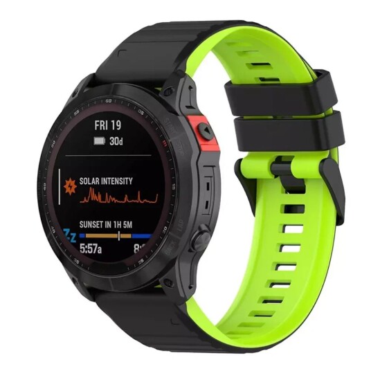 INCOVER Universal Garmin 22mm Ribbet Silikonstropp m. Verktøy - Svart / Grønn