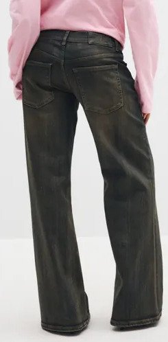 Nelly - Blå - Coated Loose Flare Jeans
