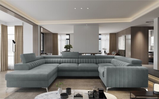 Kotori Hjørnesovesofa m. Sjeselong   Lyseblå