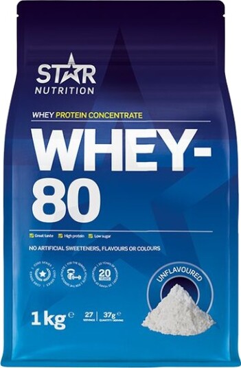 Whey-80 myse protein konsentrat 1kg, Star Nutrition Naturell Unflavoured Whey-80 myse protein konsentrat 1kg, Star Nutrition Naturell Unflavoured