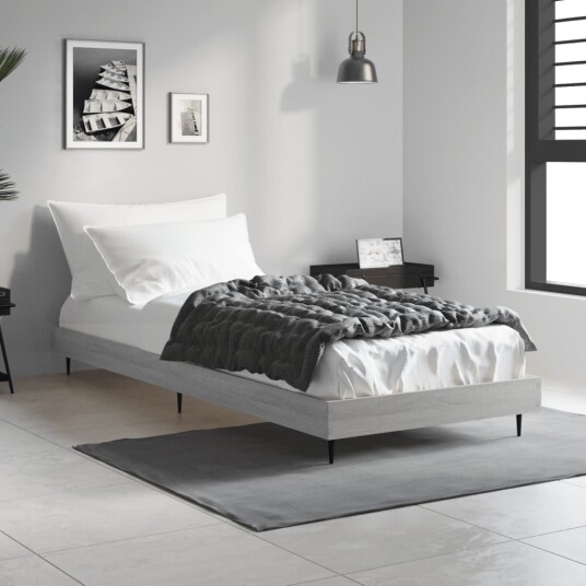 vidaXL Sengeramme grå sonoma 75x190 cm konstruert tre