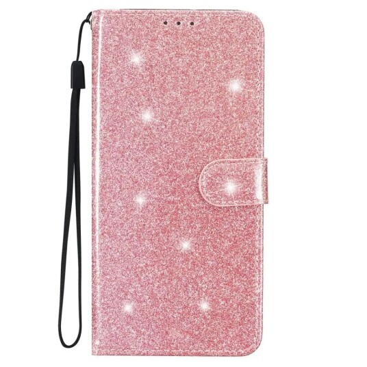 INCOVER Samsung Galaxy A25 (5G) Flip Deksel med Lommebok og Stropp - Glitter - Rose Gold