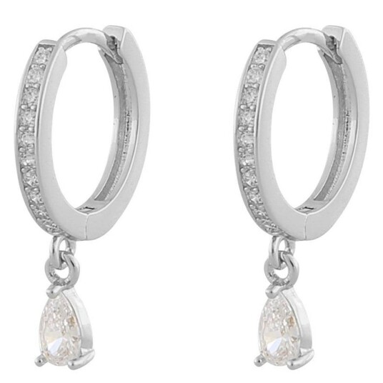 Snö Of Sweden Camille Drop Ring Earring Silver/Clear 14,5mm