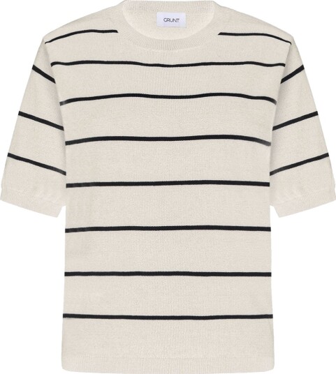 Grunt T skjorte Strikk GrFerro Off White Stripe Grunt 8 år 128 T skjorte Hvit