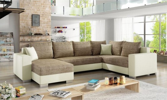 Seksjon Eltap Marco 312x210x92 cm Berlin 03 Myk 33 Beige Venstre