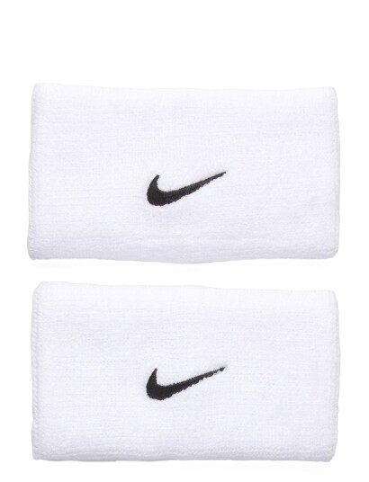 NIKE Equipment Nike Swoosh Classic Doublewide Wristbands 2Pk White ONE SIZE