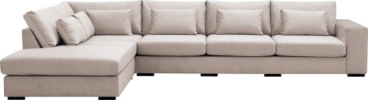 Grande 5 seters Sofa med Sjeselong Venstre Beige Fløyel