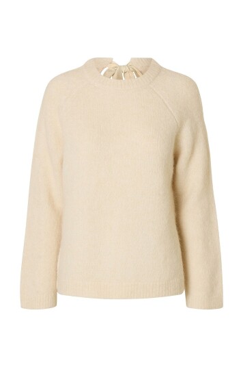 Selected Femme Pullover slfGabella LS Knit Bow O neck Grå