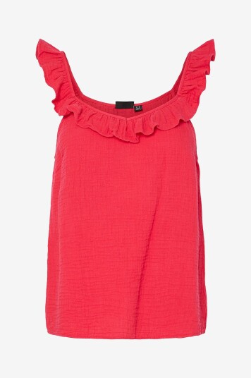 pieces - Bluse pcSastina SL Top Wvn - Rød