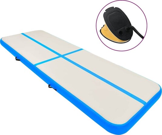 vidaXL Oppblåsbar gymnastikkmatte med pumpe 800x100x15 cm PVC blå