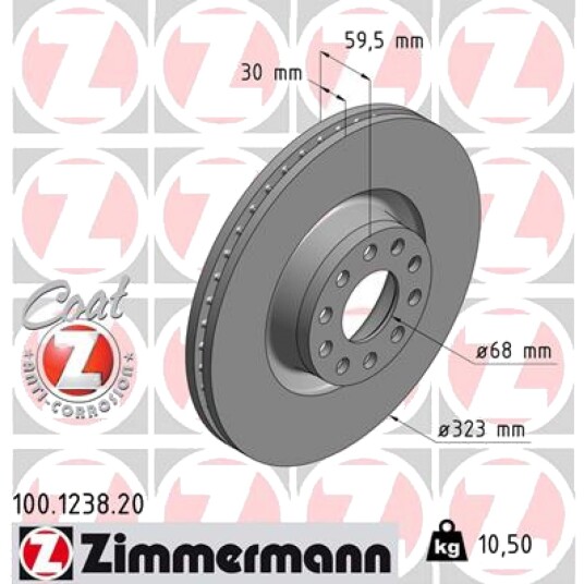 Bremseskive ZIMMERMANN 100.1238.20