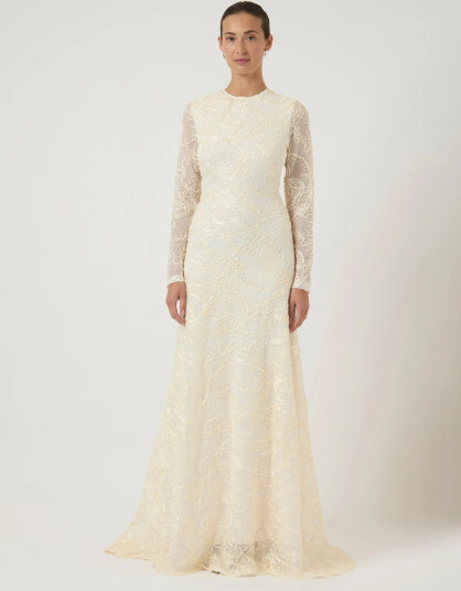 YAS Yasflorina Ls Train Dress S. Celeb CreaM YAS Yasflorina Ls Train Dress S. Celeb CreaM