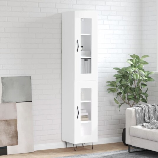 vidaXL Highboard hvit 34,5x34x180 cm konstruert tre 8720845488796