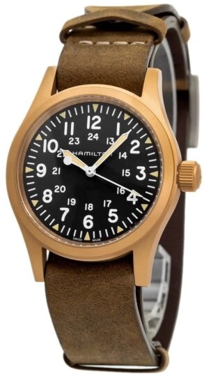 Hamilton Herreklokke H69459530 Khaki Field Sort/Lær Ø38 mm