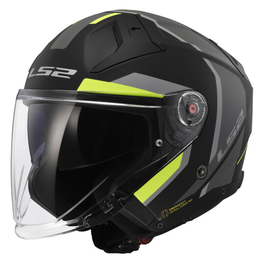 LS2 Halvhjelm  OF603 Infinity II Focus Mattsvart-Hi-Vis Gul