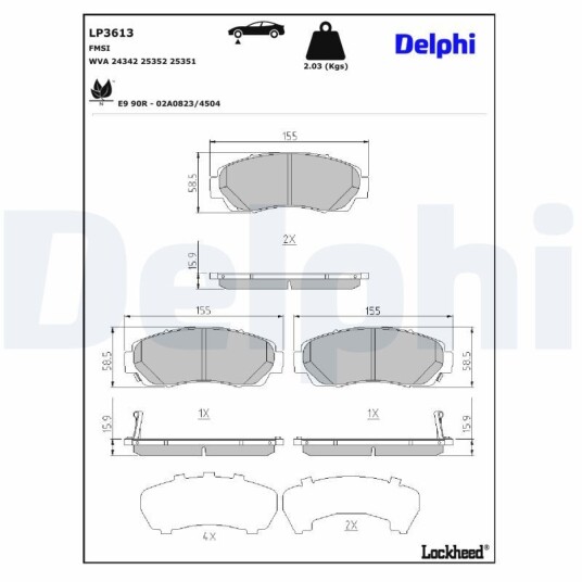 Bremseklosser DELPHI LP3613 Bremseklosser DELPHI LP3613